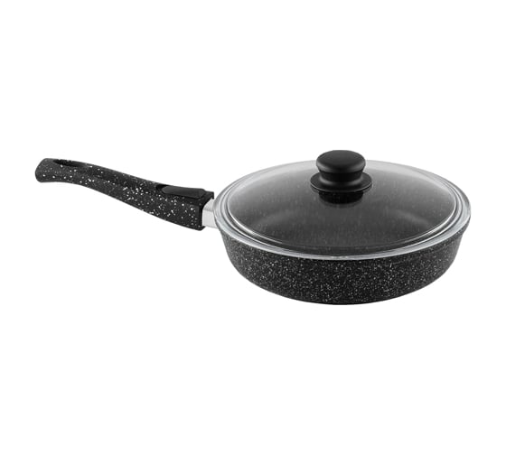 Изображение товара Сковорода Горница 260/70 мм, съемная ручка, антипригарное покрытие гранит, с крышкой ТП8093