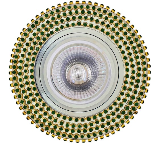 Изображение товара Встраиваемый светильник De Fran MR16 хром зеркальный+стразы зеленые, FT 511