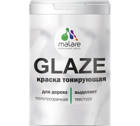 Изображение товара Краска MALARE Glaze декоративная с тонирующим эффектом для деревянных поверхностей, лессирующая полупрозрачная, быстро сохнет без запаха, Махагон, 0.9 л. 2036777201577