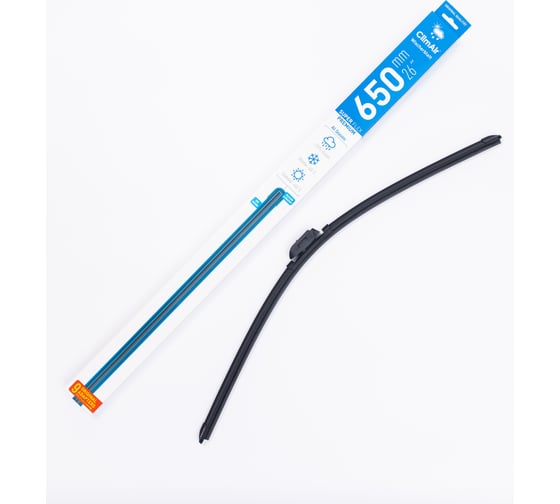 Изображение товара Щетка стеклоочистителя всесезонная бескаркасная SUPER FLEX PREMIUM 26"/650 мм, 8 адаптеров в комплекте Climair CL650