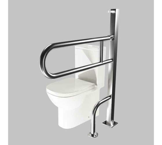 Изображение товара Поручень для унитаза Доминант откидной с креплением в пол (AISI 304 ) D-M1/03