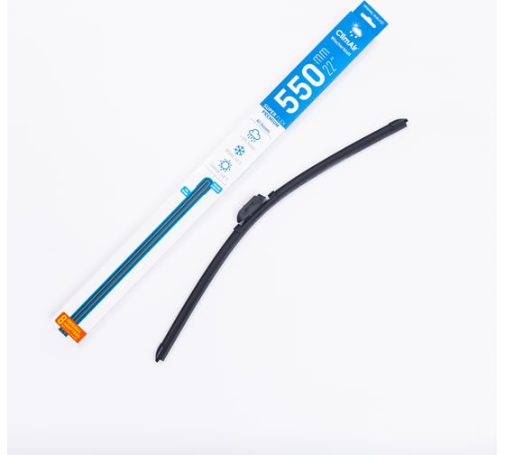 Изображение товара Щетка стеклоочистителя всесезонная бескаркасная SUPER FLEX PREMIUM 22"/550 мм, 8 адаптеров в комплекте Climair CL550