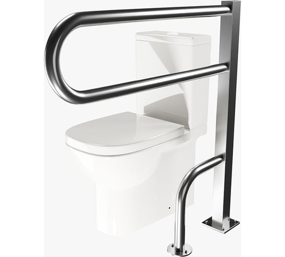 Изображение товара Поручень для унитаза Доминант неоткидной, с креплением в пол (AISI 304) D-M1/02