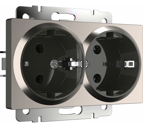Изображение товара Двойная розетка WERKEL W1172002 с заземлением глянцевый никель a051095