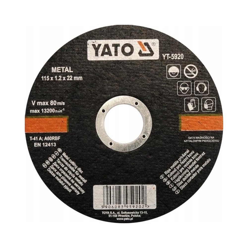 Круг отрезной по металлу 115x1.2x22 мм YATO YT-5920