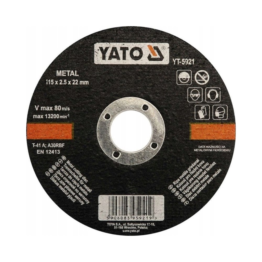 Изображение товара Круг отрезной по металлу 115 мм YATO YT-5921 для резки металлов