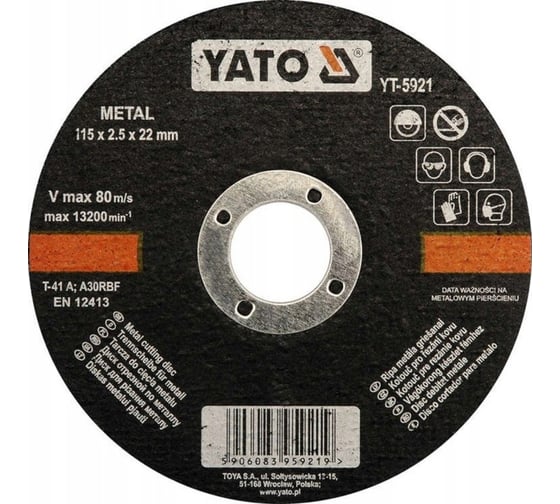 Изображение товара Круг отрезной по металлу 115x2.5x22 мм YATO YT-5921