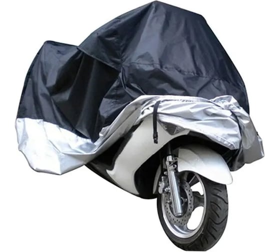 Изображение товара Чехол-тент AutoExpert на мотоцикл, черный-серебряный, 200x90x100 см MOTO-P-200