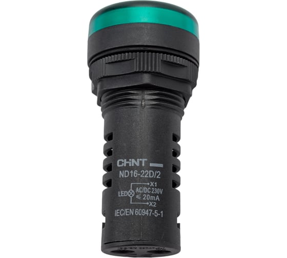 Изображение товара Индикатор CHINT ND16-22D/2 зеленый AC/DC 230В (R) 593077