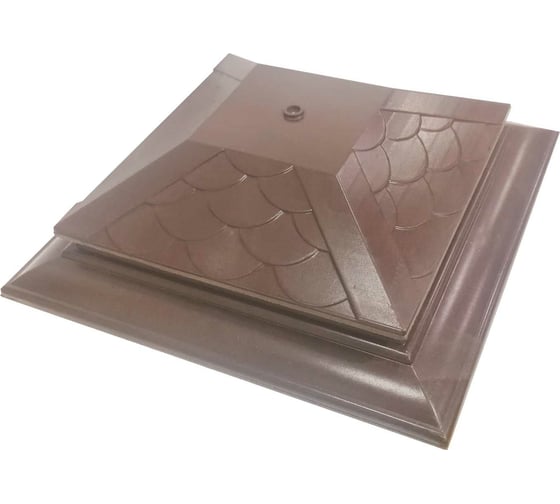 Изображение товара Колпак на столб забора под фонарь ООО ТК "Титан" Тетто Элит Чешуя (513x513 мм; шоколад) 565617ЧШЭ