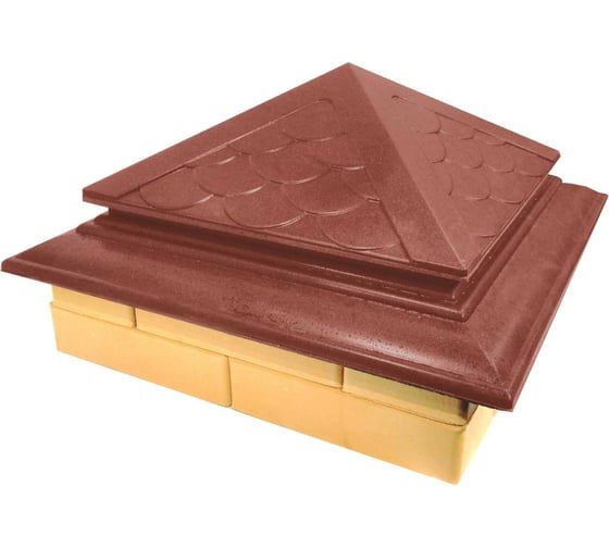 Изображение товара Колпак на столб забора ООО ТК "Титан" Тетто Элит Чешуя (513x513 мм; вишня) 565621ЧВЭ