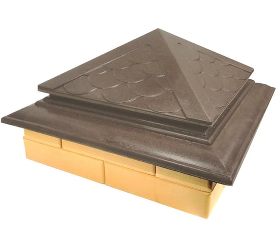 Изображение товара Колпак на столб забора ООО ТК "Титан" Тетто Элит Чешуя (513x513 мм; шоколад) 565621ЧШЭ