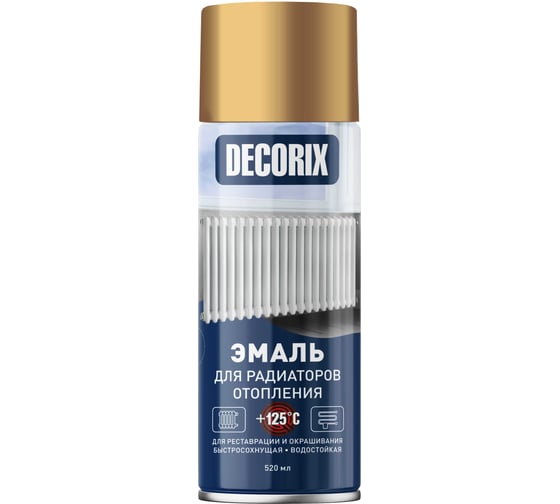 Изображение товара Аэрозольная эмаль для радиаторов Decorix (до +125С; акриловая; античное золото; 520 мл) 0105-04 DX