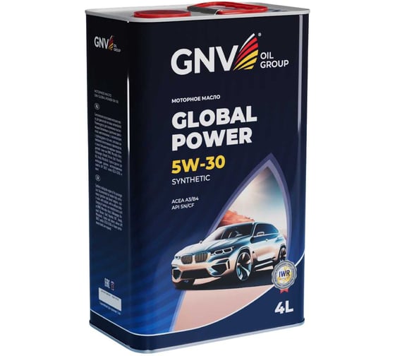 Изображение товара Моторное масло GNV Global Power Synthetic 5W-30, A3/B4, 4 л GGP1011064010130530004