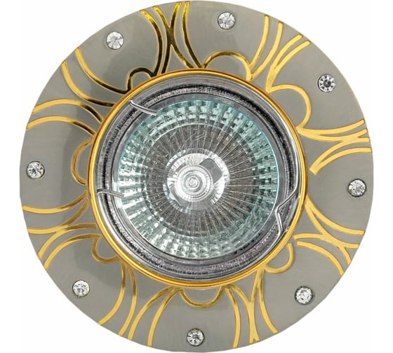 Изображение товара Встраиваемый светильник De Fran MR16 сатин-никель+золото со стразами, FT 197 SNG