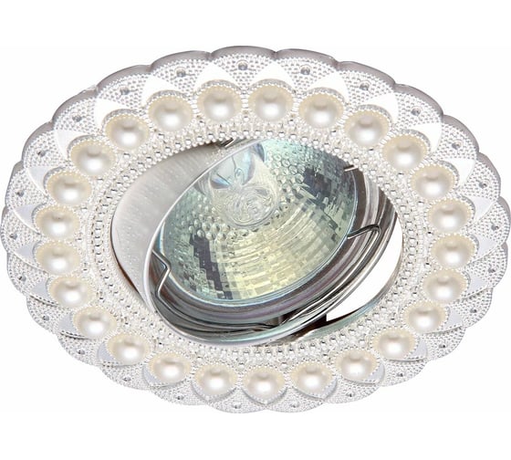 Изображение товара Встраиваемый светильник De Fran MR16 серебристо-белый+жемчуг и стразы, FT 237 PS