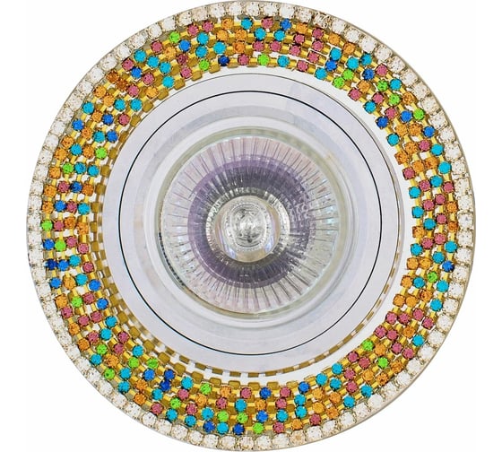 Изображение товара Встраиваемый светильник De Fran MR16 хром зеркальный+стразы разноцветные, FT 514