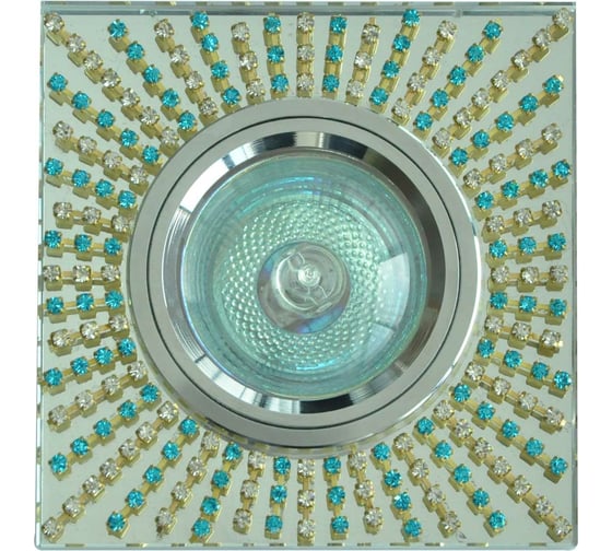 Изображение товара Встраиваемый светильник De Fran MR16 хром зеркальный+стразы прозрачные и синие, FT 524