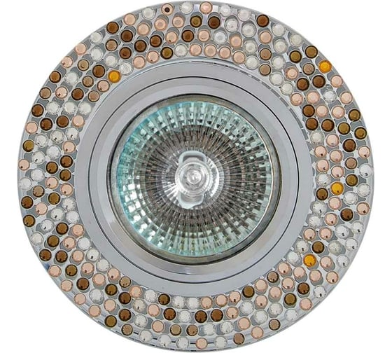 Изображение товара Встраиваемый светильник De Fran MR16 хром зеркальный+стразы бежевый, FT 526