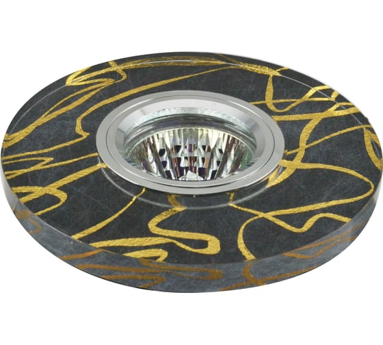 Изображение товара Встраиваемый светильник De Fran MR16 роспись круг хром/черный+золото, FT 788