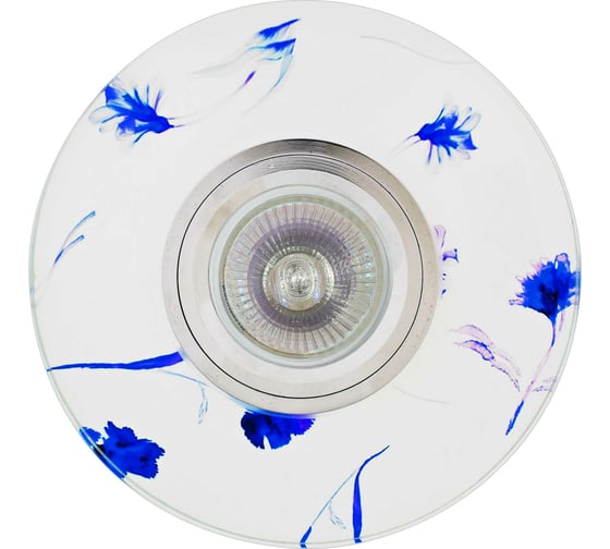 Изображение товара Встраиваемый светильник De Fran MR16 роспись круглый хром/белый+цветы, FT 794
