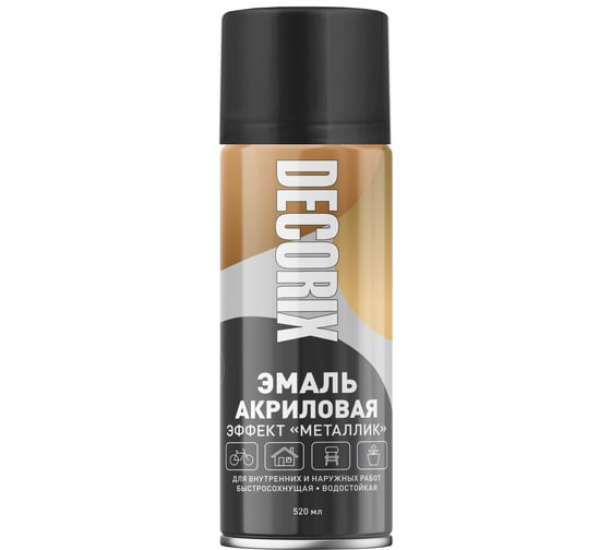 Изображение товара Аэрозольная эмаль Decorix (металлик; глянцевая; акриловая; чёрный; 520 мл) 0103-39 DX
