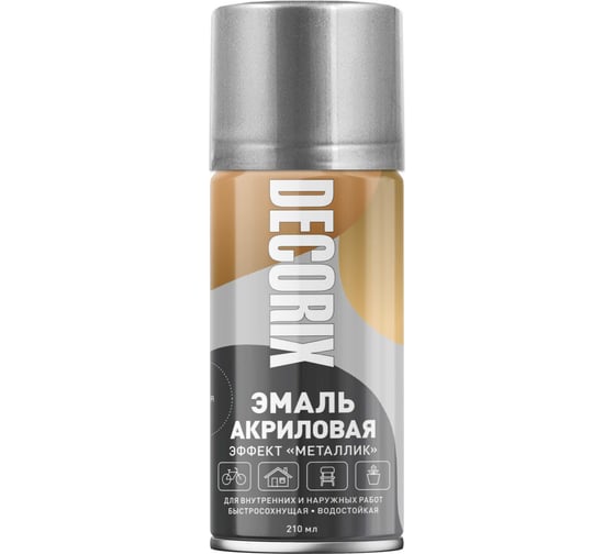Изображение товара Аэрозольная эмаль Decorix (металлик; глянцевая; акриловая; серебро; 210 мл) 0111-03 DX