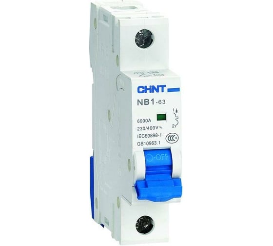 Изображение товара Автоматический модульный выключатель CHINT 1п B 2А 6кА NB1-63 (R) 179603