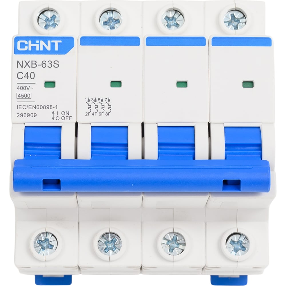 Изображение товара Автоматический модульный выключатель CHINT 4п 40А 4.5кА NXB-63S (R)