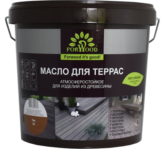 Изображение товара Масло для террас Forwood (тик; 3 л) 4607017519479