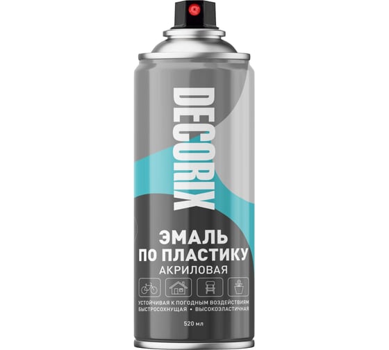 Изображение товара Аэрозольная эмаль по пластику Decorix (черный; глянцевый; 520 мл) 0117-01 DX