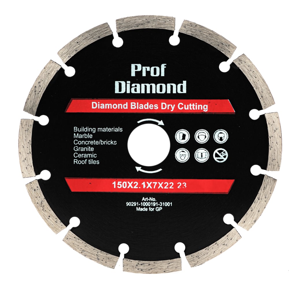 Изображение товара Алмазный отрезной диск Prof Diamond TGS 150x22.2 сегментированный для бетона кирпича и камня