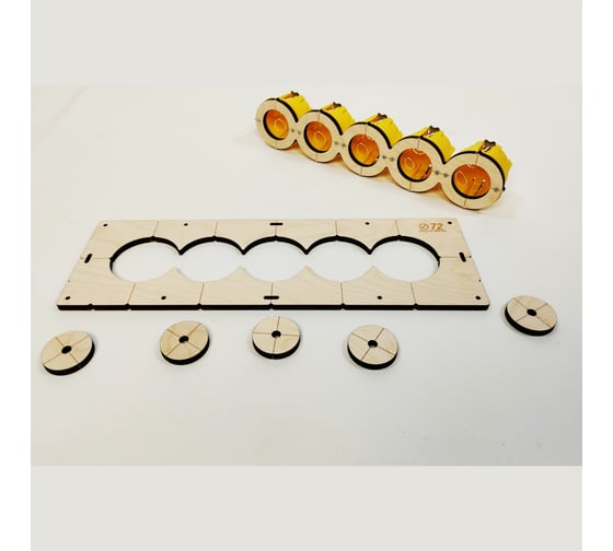 Изображение товара Шаблон для сверления подрозетников на 5 отверстий, 72 мм, толщина 8 мм, расстояние 71 мм РОТОР 5Shablon-v3-72