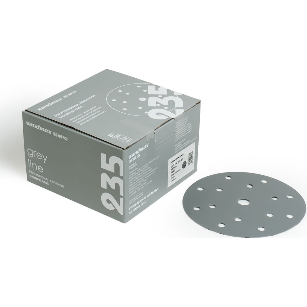 Изображение товара Диск шлифовальный на пленочной основе 235 Grey Zirconia Р80 150 мм 50 шт