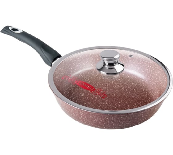 Изображение товара Сковорода Горница 220/55 мм, пластиковая ручка, с крышкой, антипригарное покрытие, шоколад ТП6046