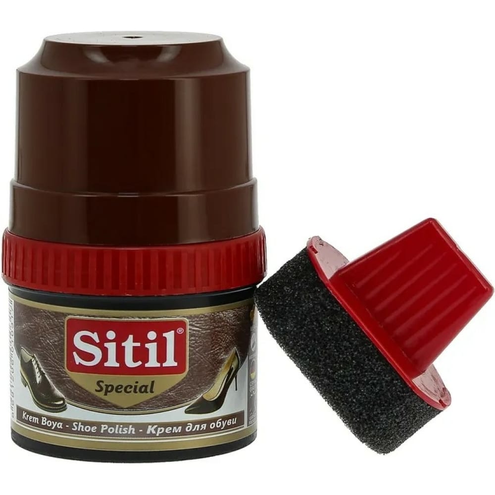Крем-блеск для обуви Sitil крем эффектон люкс для обуви 50 мл с губкой коричневый 2115113