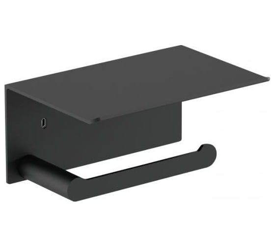 Изображение товара Держатель для туалетной бумаги Nofer Verona с полочкой для мобильного телефона, черный 16876.N