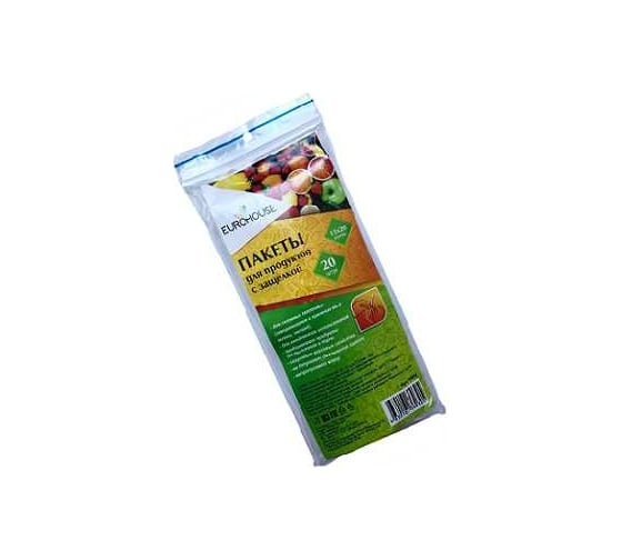 Изображение товара Пакеты для продуктов EUROHOUSE с защелкой 15x20 см, 20 шт 13550