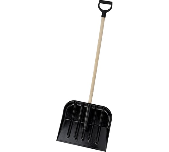 Изображение товара Лопата из поликарбоната с деревянным черенком Gigant температура работы до -60 C, черная, 450х390 мм GDEV-10