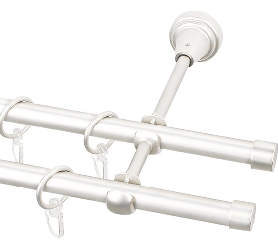 Изображение товара Двухрядный металлический карниз Эскар, наконечник-заглушка, жемчуг, D 16 мм, 280 см 21650528055