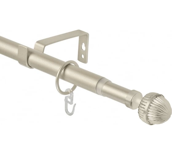 Изображение товара Телескопический однорядный карниз Эскар, наконечник Орех, матовый никель, 16/19 мм, 160-320 см 3331161947551