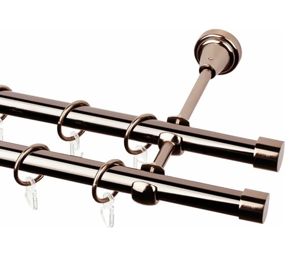 Изображение товара Двухрядный металлический карниз Эскар, наконечник-заглушка, коньяк, D16 мм, 300 см 21649530055