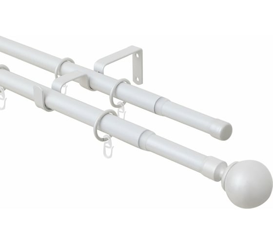 Изображение товара Телескопический двухрядный карниз Эскар, наконечник Классика, жемчуг, 16/19 мм, 160-320 см 3332161950550