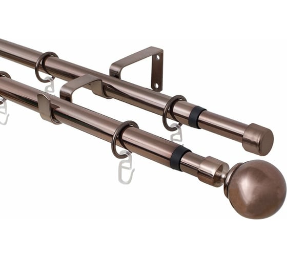 Изображение товара Телескопический двухрядный карниз Эскар, наконечник Классика, коньяк, 16/19 мм, 160-320 см 3332161949550