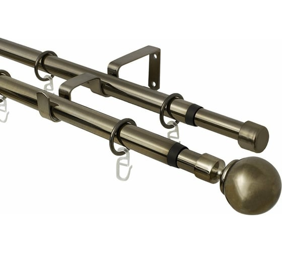 Изображение товара Телескопический двухрядный карниз Эскар, наконечник Классика, золото антик, 16/19 мм, 160-320 см 3332161948550