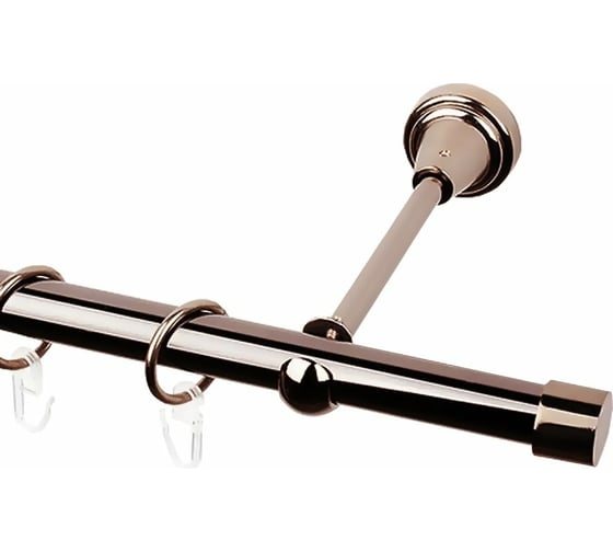 Изображение товара Однорядный металлический карниз Эскар, наконечник-заглушка, коньяк, D16 мм, 350 см 11649535055