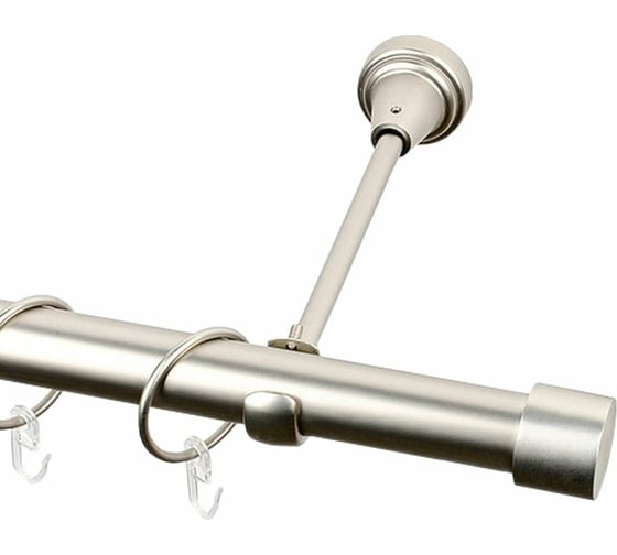 Изображение товара Однорядный металлический карниз Эскар, наконечник-заглушка, матовый никель, D25 мм, 280 см 12547528055