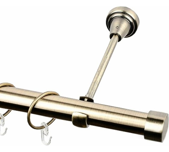 Изображение товара Однорядный металлический карниз Эскар, наконечник-заглушка, золото антик, D25 мм, 300 см 12548530055