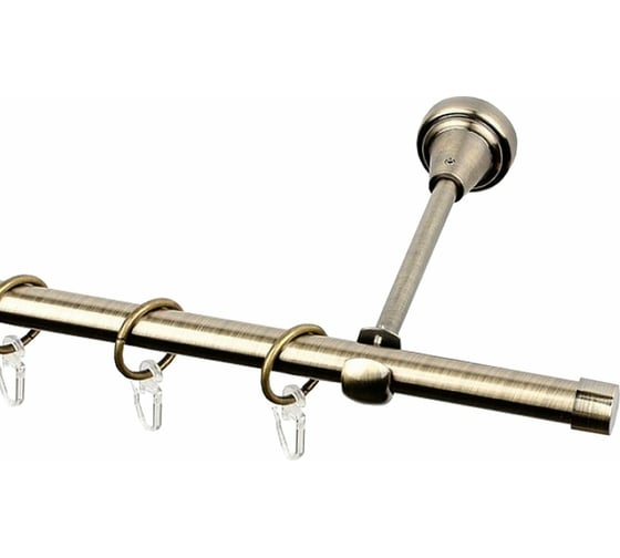 Изображение товара Однорядный металлический карниз Эскар, наконечник-заглушка, золото антик, D16 мм, 350 см 11648535055