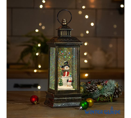 Изображение товара Новогодний фонарь Winter Glade Снеговики F209-2